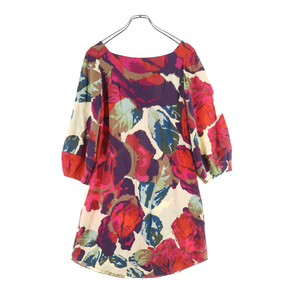 DIANE VON FURSTENBERG(ダイアン フォン ファステンバーグ) 総柄 シルク混 ラウンドネック ワンピース レディース マルチカラー