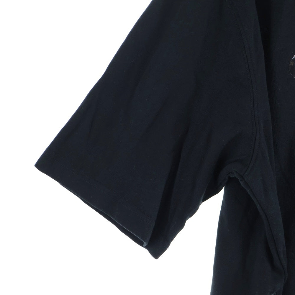 AAPE BY A BATHING APE(エーエイプバイアベイシングエイプ) 両面エナメルプリント サイドジップスリット スウェット フーデット 半袖プルオーバーパーカー ブラック AAPTEM2729XX6