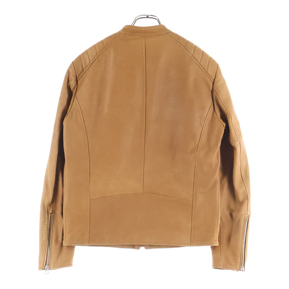 REPLAY(リプレイ) イタリア製 ラムレザー シングルライダースジャケット ブラウン M8885.000.82926
