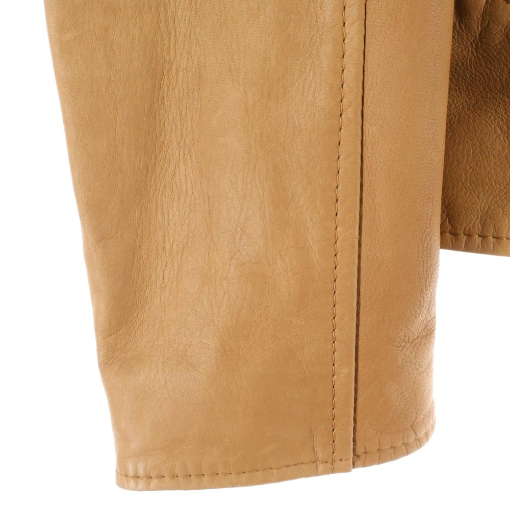 REPLAY(リプレイ) イタリア製 ラムレザー シングルライダースジャケット ブラウン M8885.000.82926