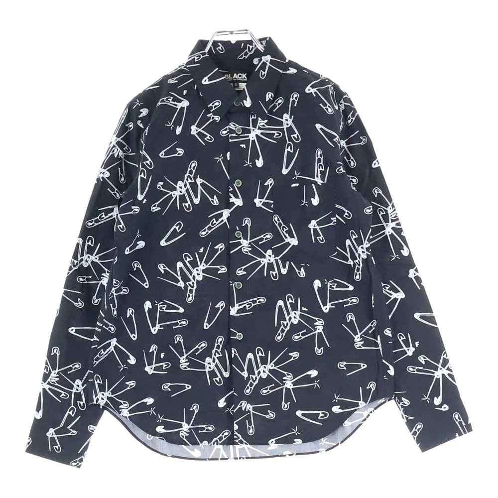 BLACK COMME des GARCONS(ブラックコムデギャルソン) 16AW AD2016 総柄 ロングスリーブ コットンシャツ ブラック 1R-B001