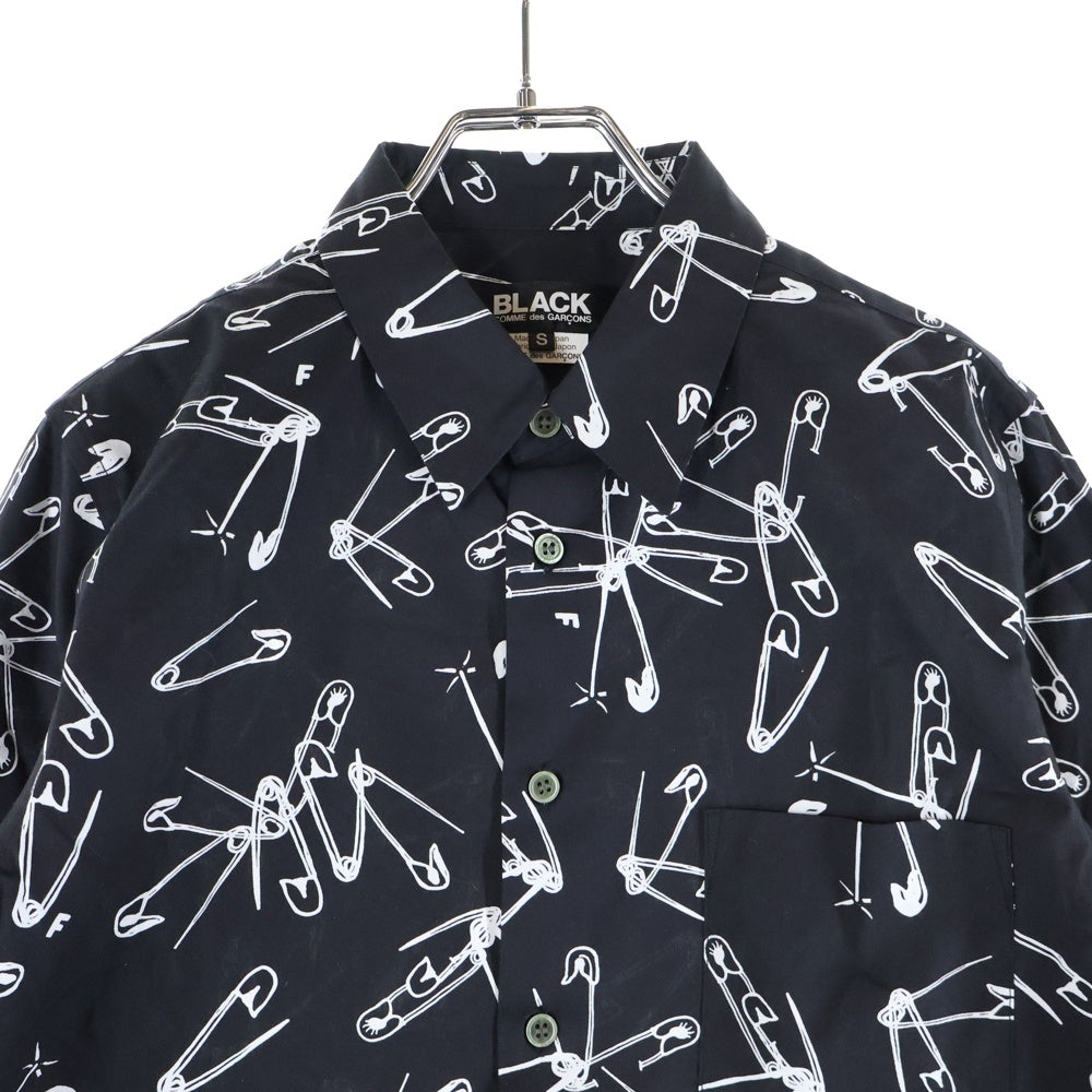 BLACK COMME des GARCONS(ブラックコムデギャルソン) 16AW AD2016 総柄 ロングスリーブ コットンシャツ ブラック 1R-B001