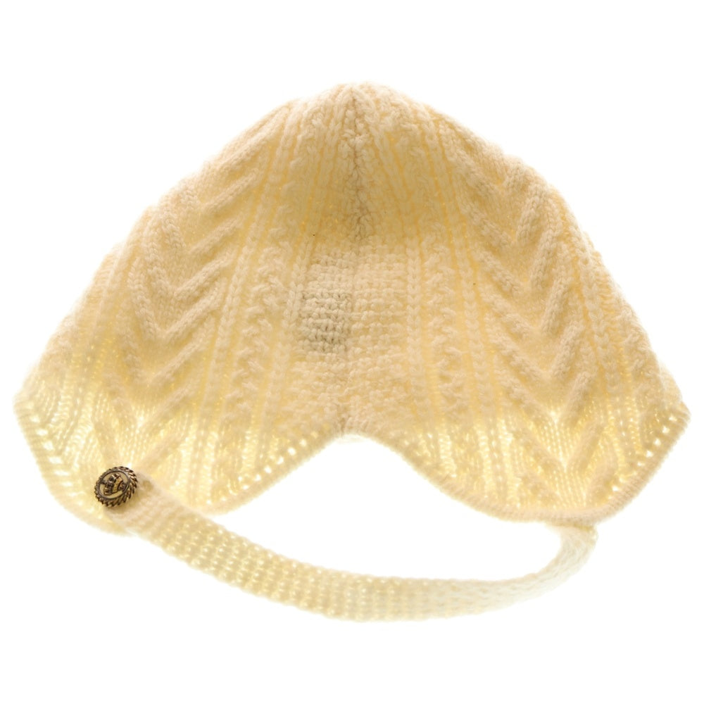 CHANEL(シャネル) ココマークワッペン カシミア ニットキャップ 帽子 アイボリー レディース