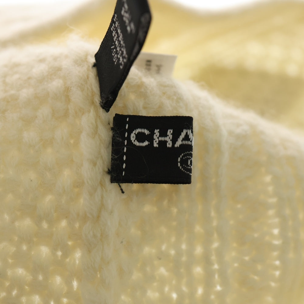 CHANEL(シャネル) ココマークワッペン カシミア ニットキャップ 帽子 アイボリー レディース
