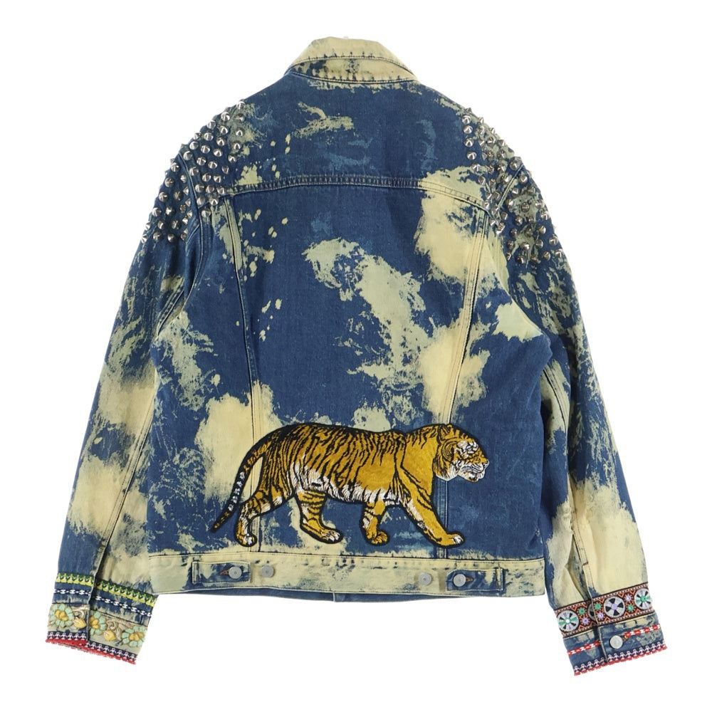 GUCCI(グッチ) 17SS ALESSANDRO MICHELE STUDDED DENIM JACKET アレッサンドロミケーレ期 スタッズデザイン アニマルパッチ ブリーチド デニムジャケット 452416 XR363