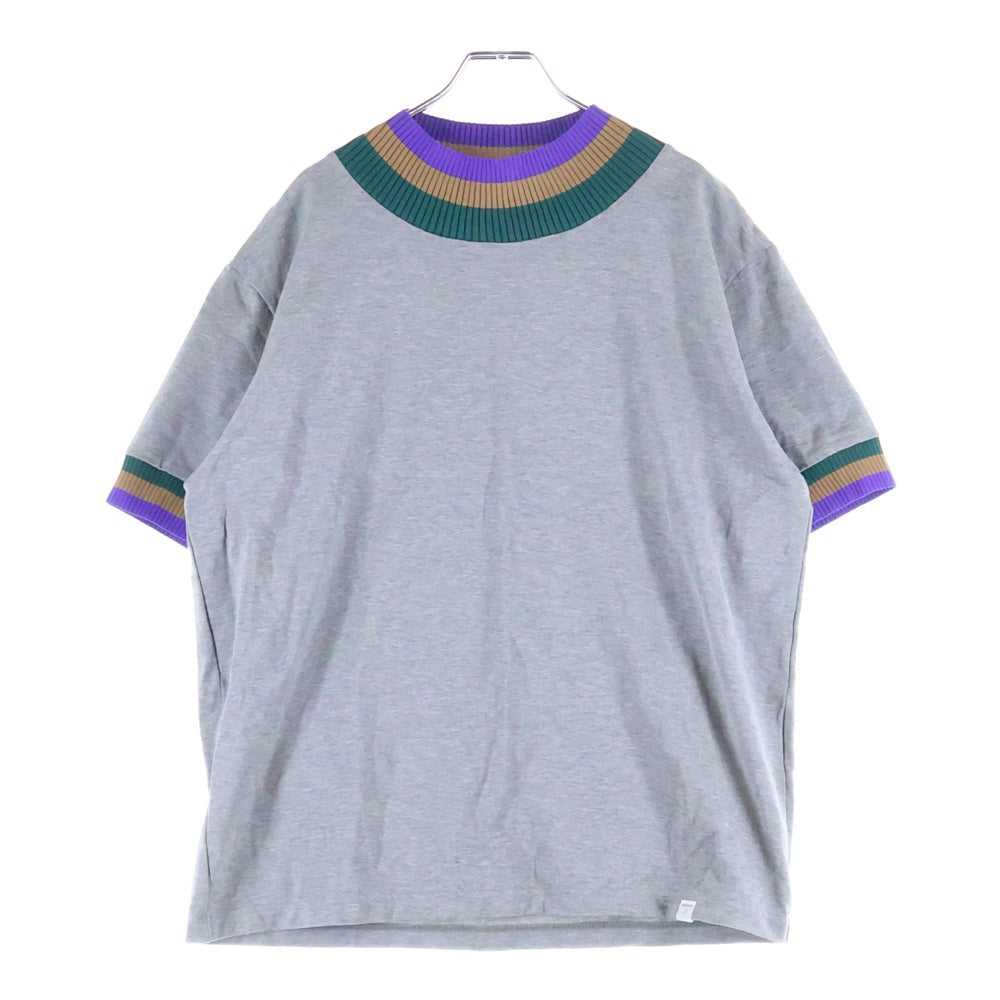 kolor BEACON(カラービーコン) 22SS RINGER TEE ニット切り替え カットソー 半袖リンガーTシャツ グレー 22SBM-T02232