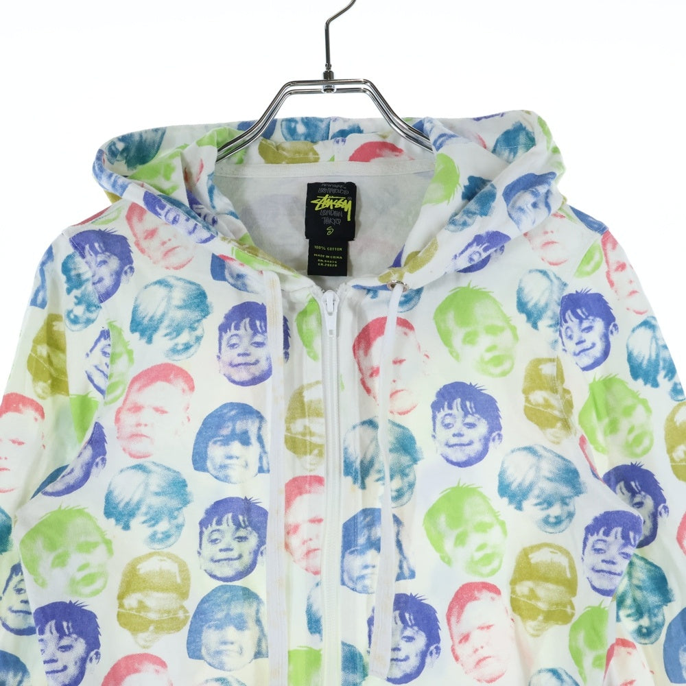 STUSSY(ステューシー) FACE PRINT フェイスプリントデザイン 総柄 ジップアップ フーデッド スウェット パーカー マルチカラー