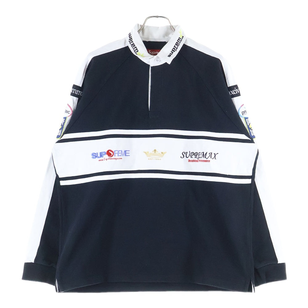 SUPREME(シュプリーム) 24AW Chest Stripe Rugby チェストストライプ ラグビースウェットシャツ ブラック/ホワイト