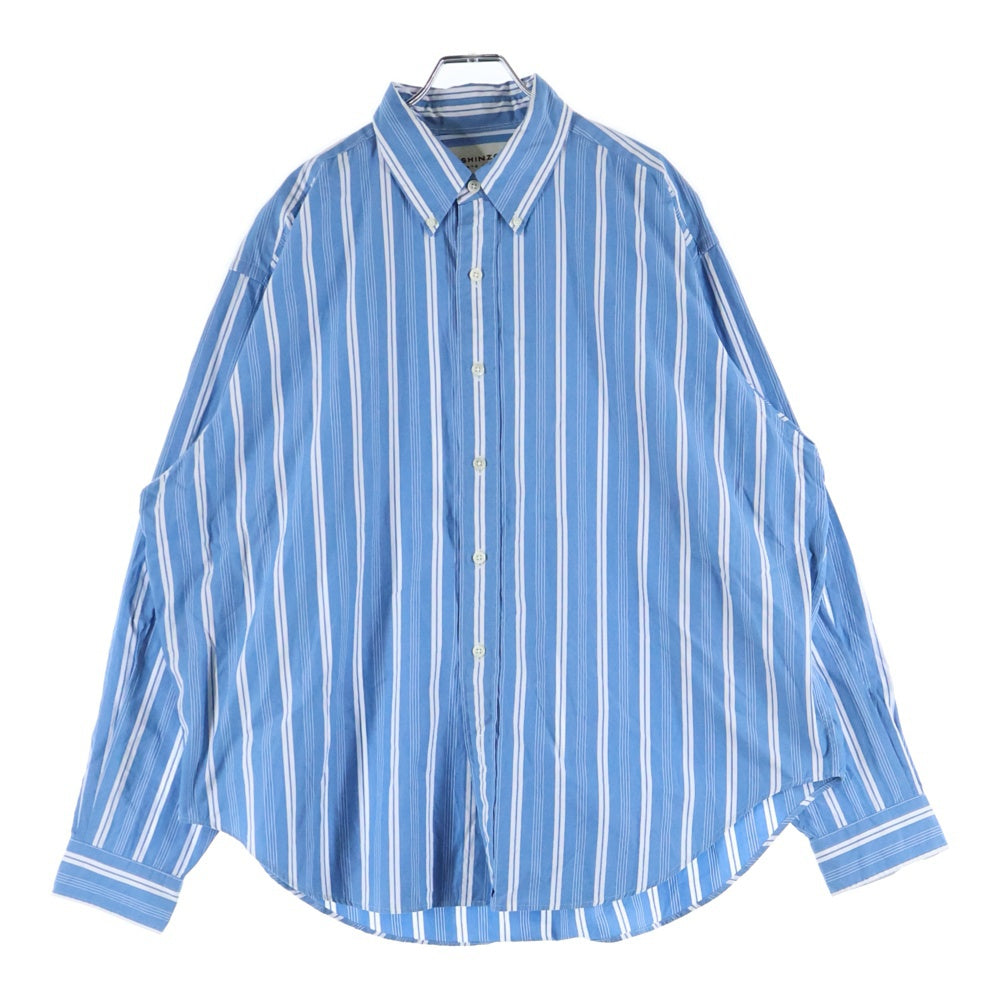 NO BRAND(ノーブランド) THE SHINZONE シンゾーン STRIPE DADDY SHIRTS ストライプ柄 ダディ ボタンダウン 長袖シャツ ブルー 24SMSBL04
