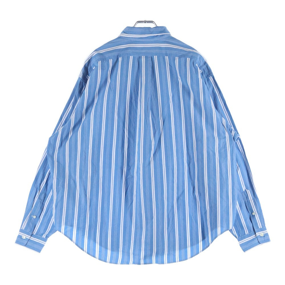 NO BRAND(ノーブランド) THE SHINZONE シンゾーン STRIPE DADDY SHIRTS ストライプ柄 ダディ ボタンダウン 長袖シャツ ブルー 24SMSBL04