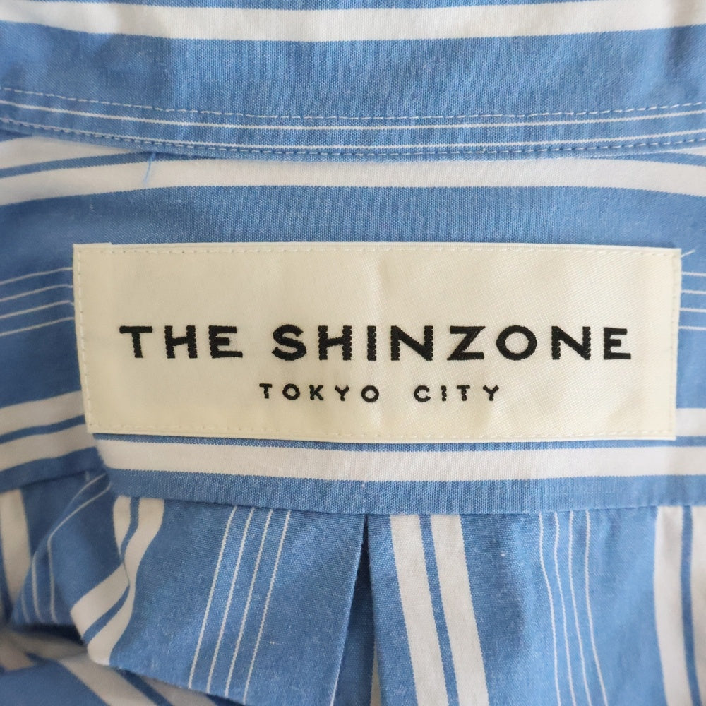 NO BRAND(ノーブランド) THE SHINZONE シンゾーン STRIPE DADDY SHIRTS ストライプ柄 ダディ ボタンダウン 長袖シャツ ブルー 24SMSBL04