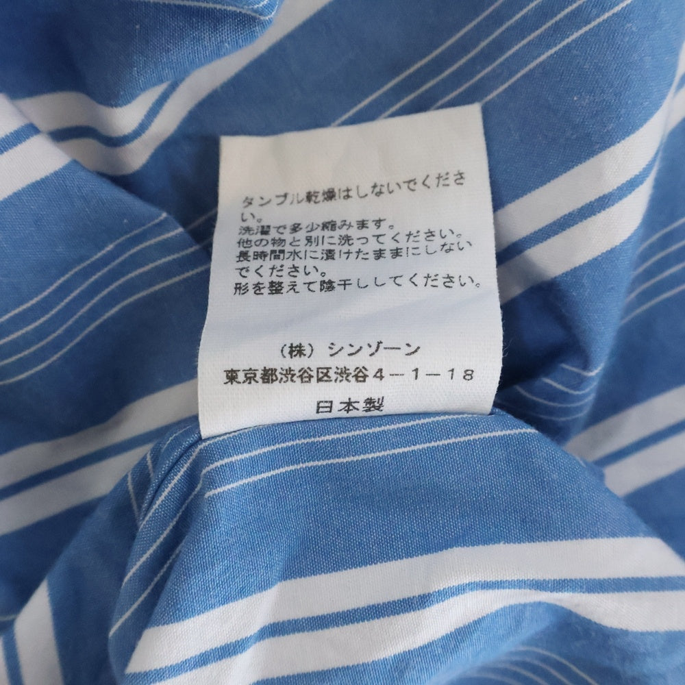 NO BRAND(ノーブランド) THE SHINZONE シンゾーン STRIPE DADDY SHIRTS ストライプ柄 ダディ ボタンダウン 長袖シャツ ブルー 24SMSBL04