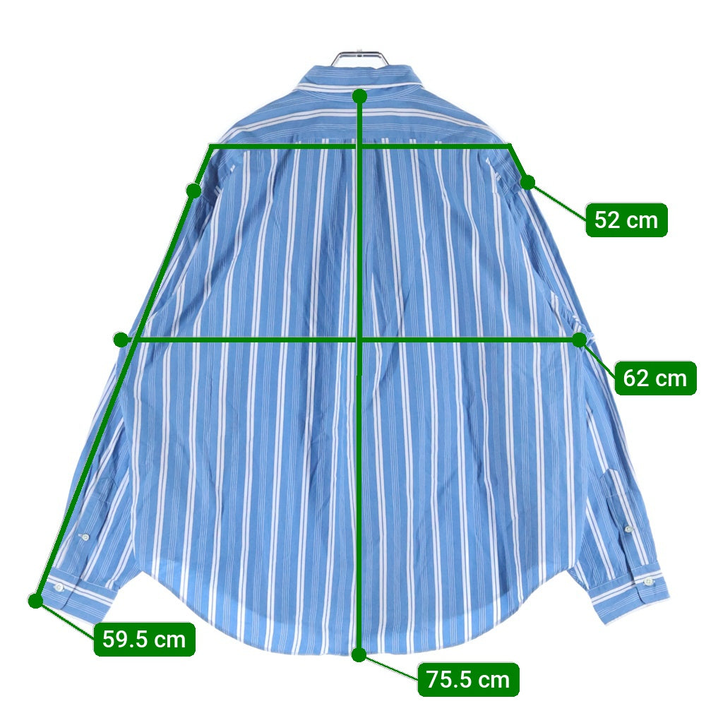 NO BRAND(ノーブランド) THE SHINZONE シンゾーン STRIPE DADDY SHIRTS ストライプ柄 ダディ ボタンダウン 長袖シャツ ブルー 24SMSBL04