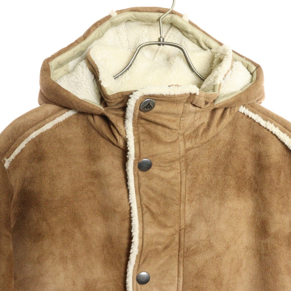 BURTON(バートン) 裏地ボア ジップアップ フェイクレザー フーデッドムートンジャケット ブラウン