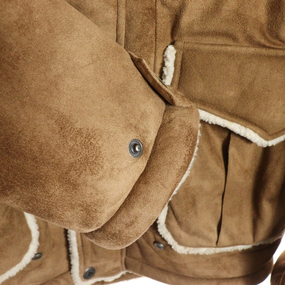 BURTON(バートン) 裏地ボア ジップアップ フェイクレザー フーデッドムートンジャケット ブラウン