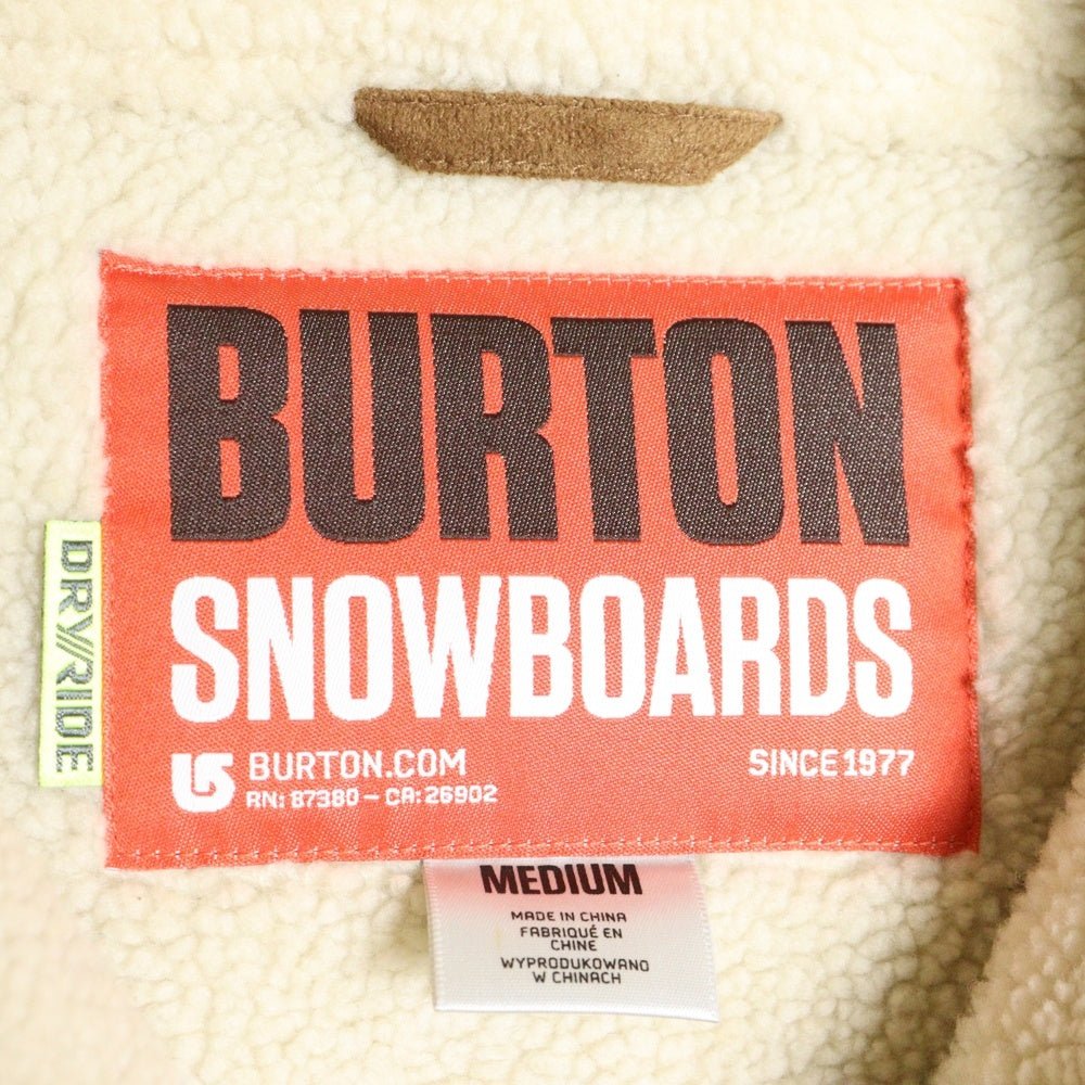 BURTON(バートン) 裏地ボア ジップアップ フェイクレザー フーデッドムートンジャケット ブラウン