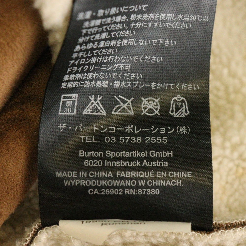 BURTON(バートン) 裏地ボア ジップアップ フェイクレザー フーデッドムートンジャケット ブラウン