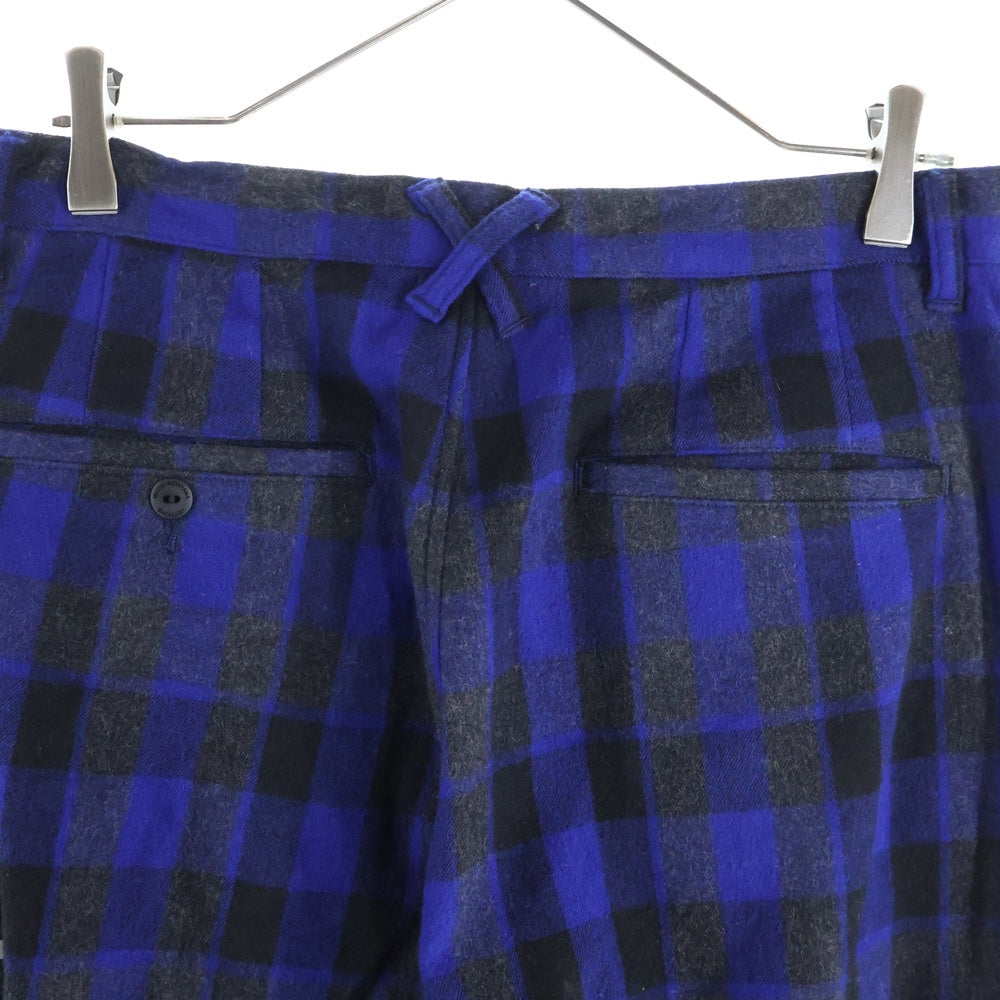 BACK LASH(バックラッシュ) マルチポケット カンガルーレザー ジップアップ チェック柄 ウールボンテージパンツ ブルー 1859-01