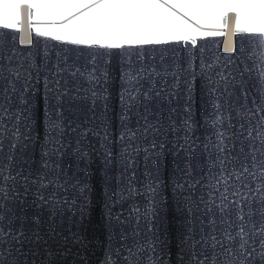 LIDnM(リドム) 24AW マルチポケット ウール混 ジップアップ ツイードパンツ ブラック LM24AW11645