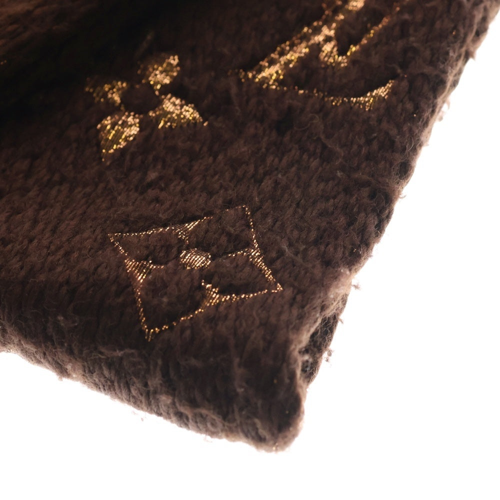 LOUIS VUITTON(ルイヴィトン) エシャルプ ロゴマニア シャイン ウールシルク フリンジマフラー ブラウン M71383 IS0262 レディース