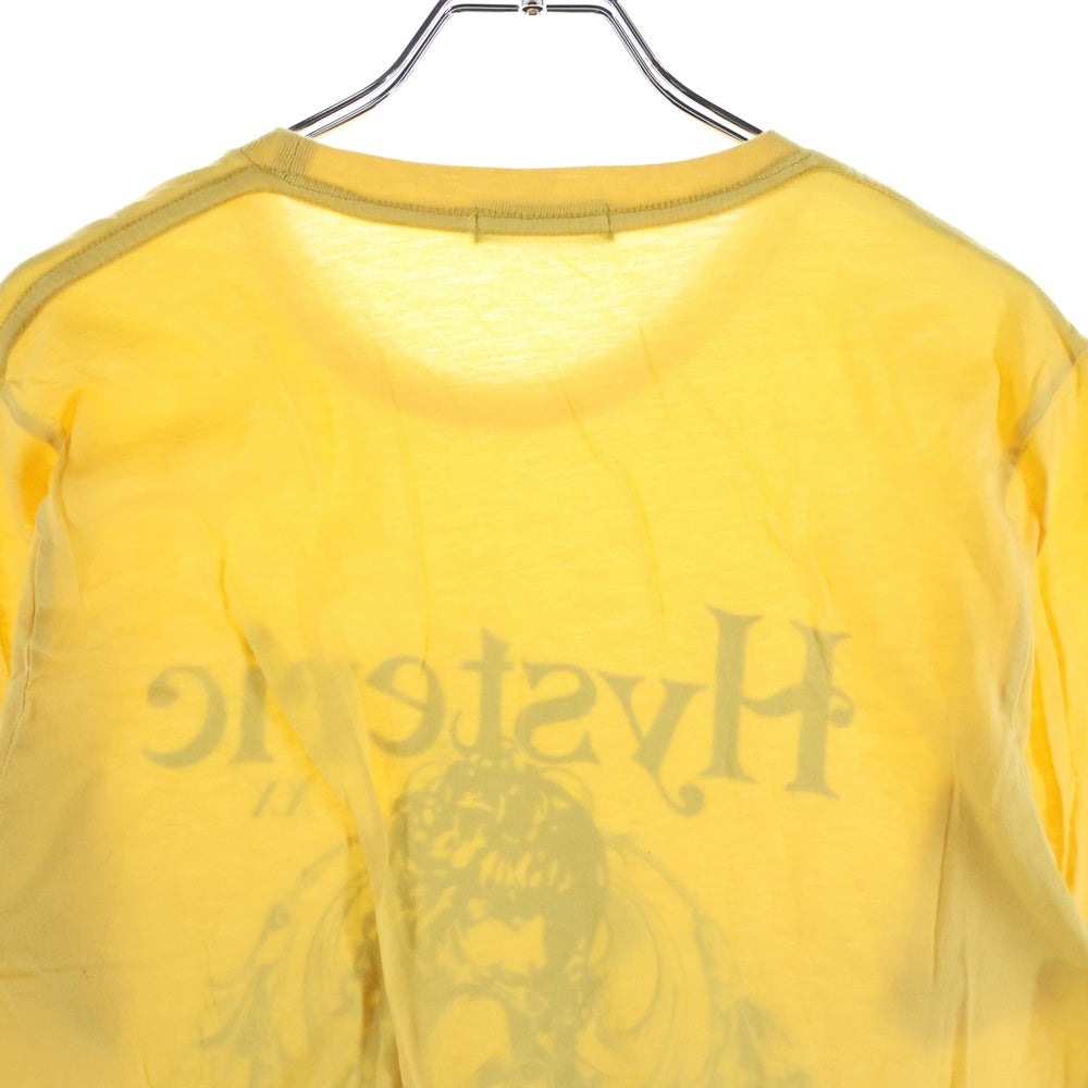 HYSTERIC GLAMOUR(ヒステリックグラマー) LOUE BUZZ MEET THE CREEPER ルー バズ ミート ザ クリーパー フロントロゴデザイン クルーネック カットソー 半袖Tシャツ イエロー 4CT-4832