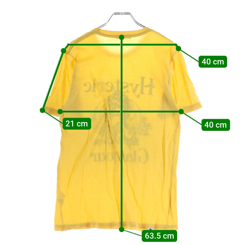 HYSTERIC GLAMOUR(ヒステリックグラマー) LOUE BUZZ MEET THE CREEPER ルー バズ ミート ザ クリーパー フロントロゴデザイン クルーネック カットソー 半袖Tシャツ イエロー 4CT-4832