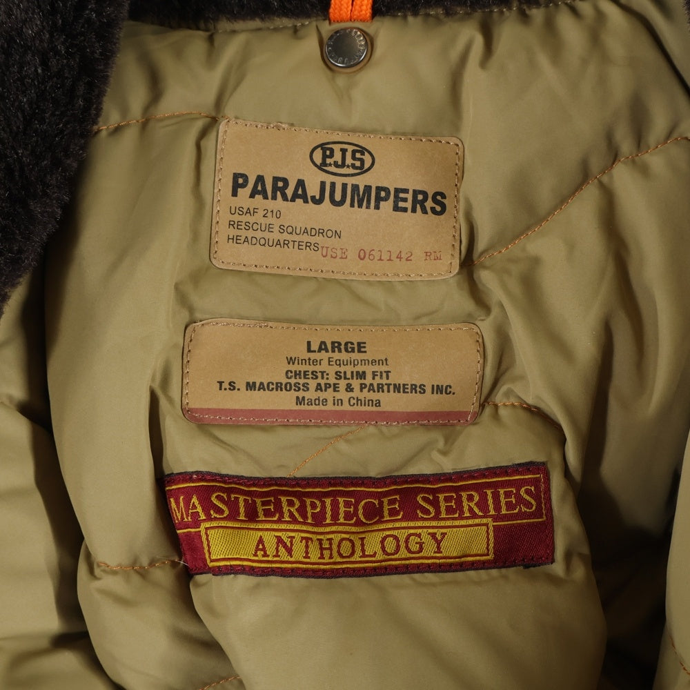 PARAJUMPERS(パラジャンパーズ) DOWN LINER FLIGHT JACKET ダウンライナー マルチポケット ロゴデザイン金具 ファー付き フーデッド フライトジャケット P14FMJCKMA03