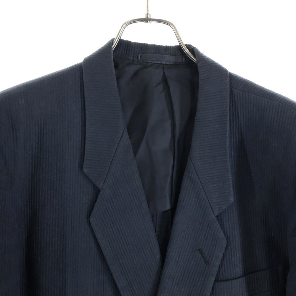 COMME des GARCONS HOMME(コムデギャルソンオム) 80S ストライプ ノーベントデザイン ダブルテーラードジャケット ネイビー HJ-011001M