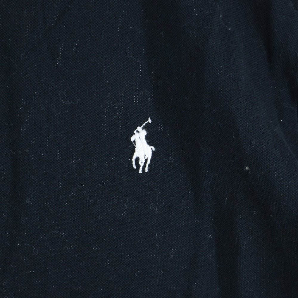 POLO RALPH LAUREN(ポロラルフローレン) CUSTOM SLIM FIT 胸ロゴ刺繍 半袖コットンポロシャツ ブラック