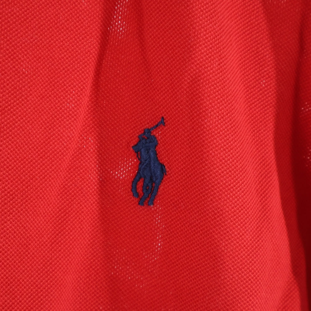 POLO RALPH LAUREN(ポロラルフローレン) 胸ロゴ刺繍 半袖コットンポロシャツ レッド