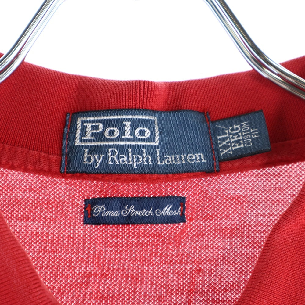 POLO RALPH LAUREN(ポロラルフローレン) 胸ロゴ刺繍 半袖コットンポロシャツ レッド