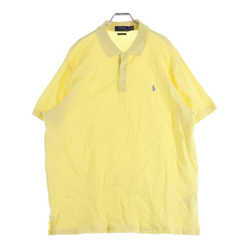 POLO RALPH LAUREN(ポロラルフローレン) CUSTOM SLIM FIT 胸ロゴ刺繍 半袖コットンポロシャツ イエロー