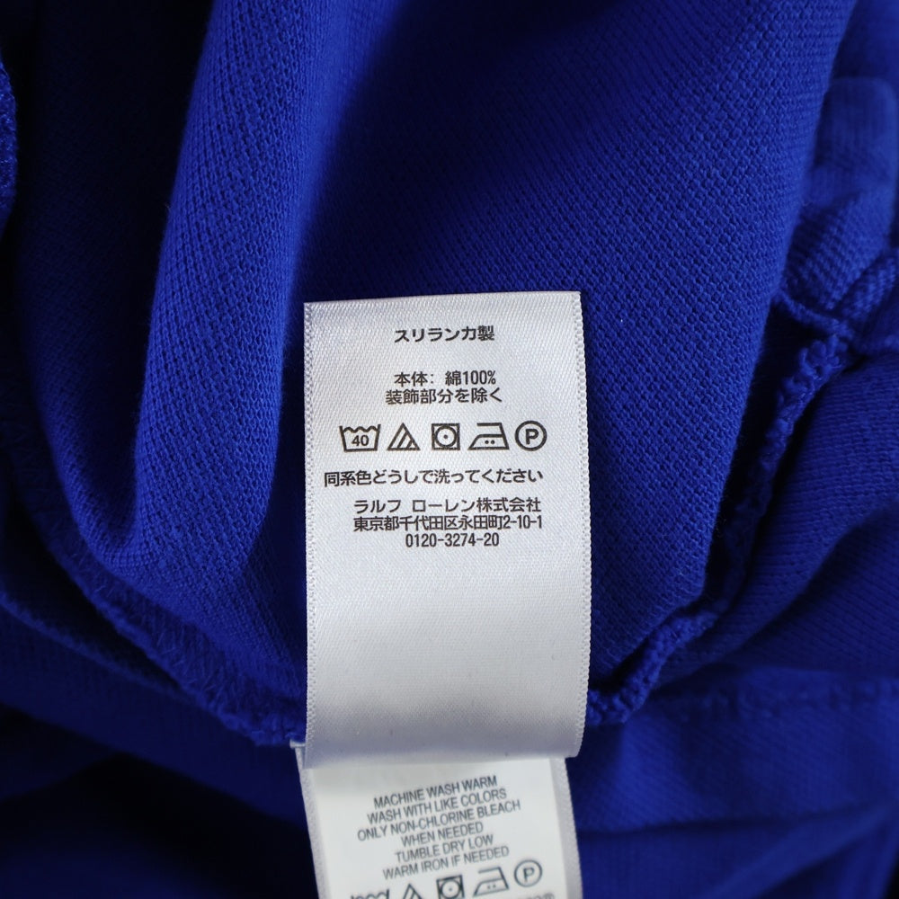 POLO RALPH LAUREN(ポロラルフローレン) CUSTOM SLIM FIT 胸ロゴ刺繍 半袖コットンポロシャツ ブルー