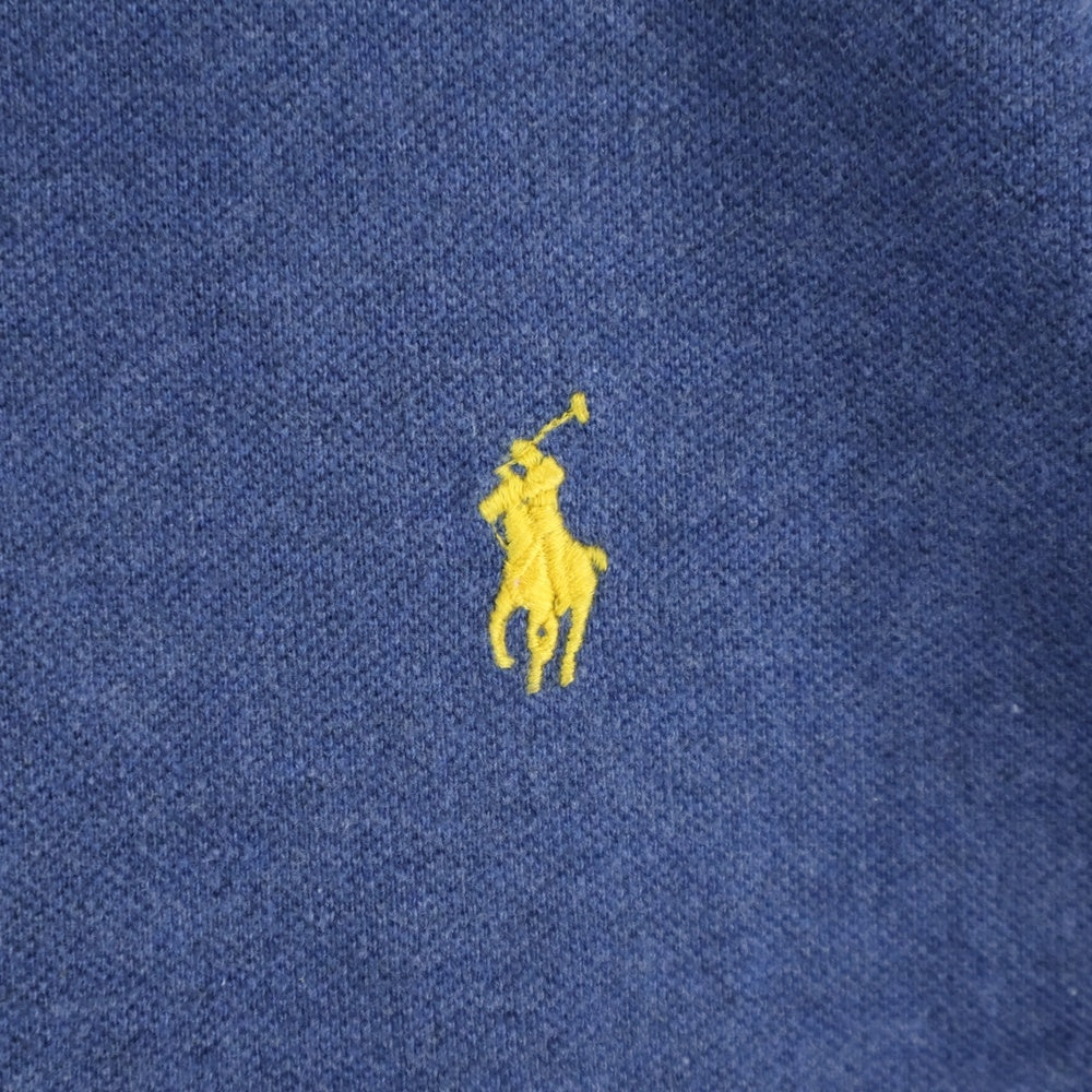 POLO RALPH LAUREN(ポロラルフローレン) CUSTOM FIT 胸ロゴ刺繍 長袖コットンポロシャツ ブルー