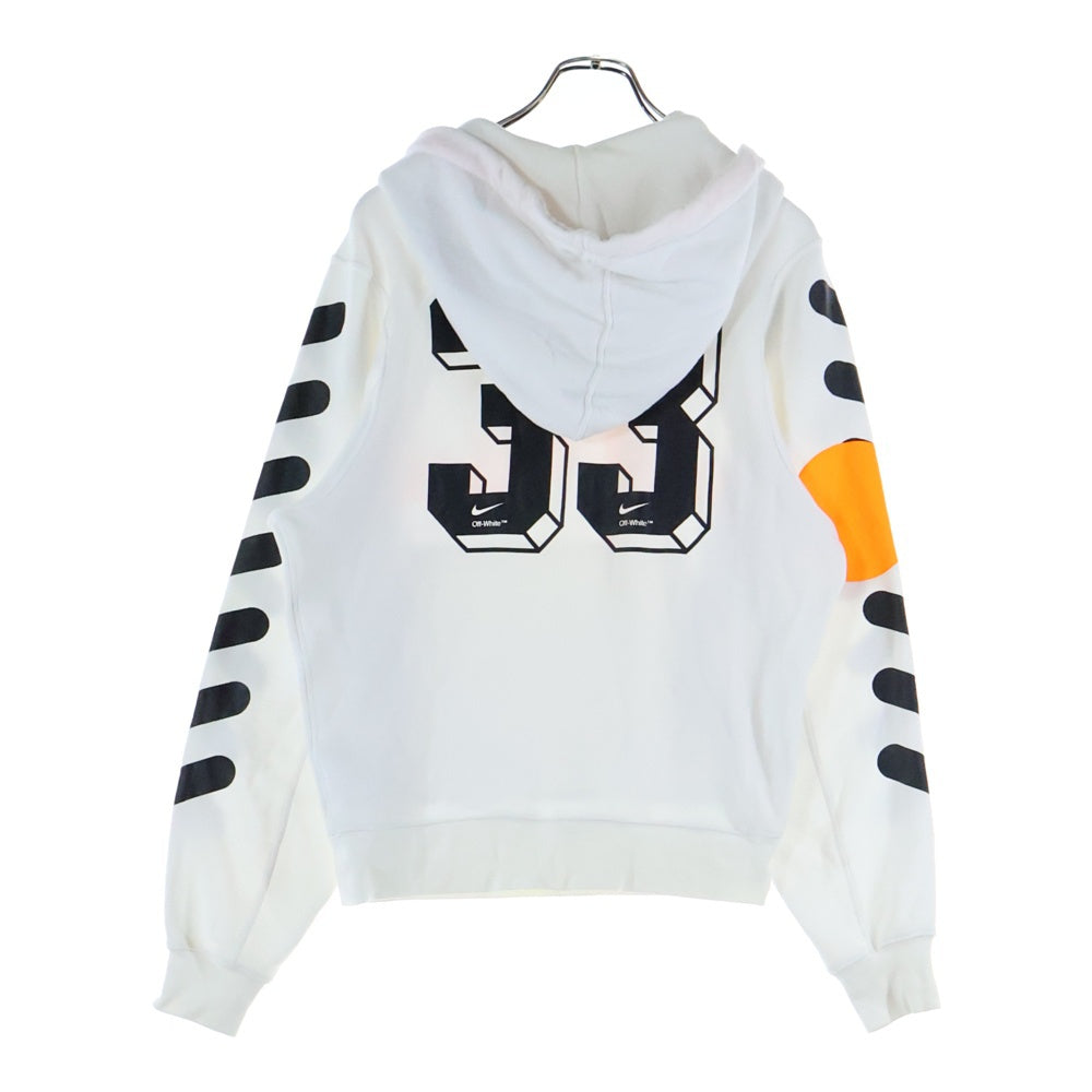 NIKE(ナイキ) 18SS ×オフホワイト Football Collection Pullover Hoodie フットボール コレクション ロゴプリント プルオーバー スウェット パーカー ホワイト AA3257-100