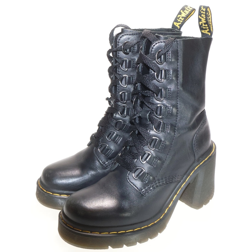 Dr.Martens(ドクターマーチン) CHESNEY チェズニー 8ホール レザー ハイヒール ロングブーツ レディース ブラック 26701001