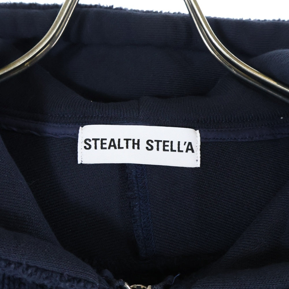 NO BRAND(ノーブランド) STEALTH STELL'A ステルスステラ 両面ロゴプリント ジップアップフーディー パーカー ネイビー TI02407