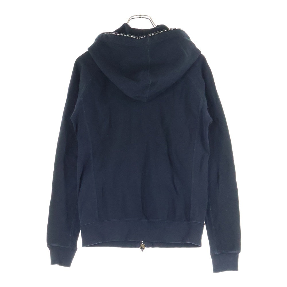 1 PIU 1 UGUALE 3 RELAX(ウノピゥウノウグァーレトレ) ビーズ装飾 コットンジップアップパーカー ブラック