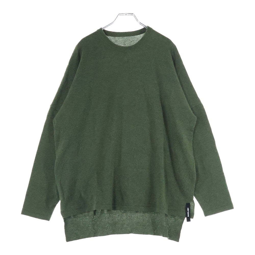 ISAMU KATAYAMA BACKLASH(イサムカタヤマバックラッシュ) 21AW カシミヤ混 クルーネック ウールニットセーター カーキ KN-769-01