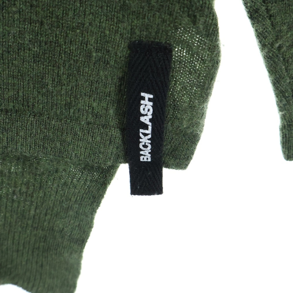 ISAMU KATAYAMA BACKLASH(イサムカタヤマバックラッシュ) 21AW カシミヤ混 クルーネック ウールニットセーター カーキ KN-769-01