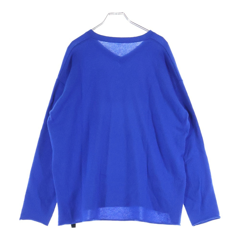 ISAMU KATAYAMA BACKLASH(イサムカタヤマバックラッシュ) 21AW カシミヤ混 Vネック ウールニットセーター ブルー KN-769-04