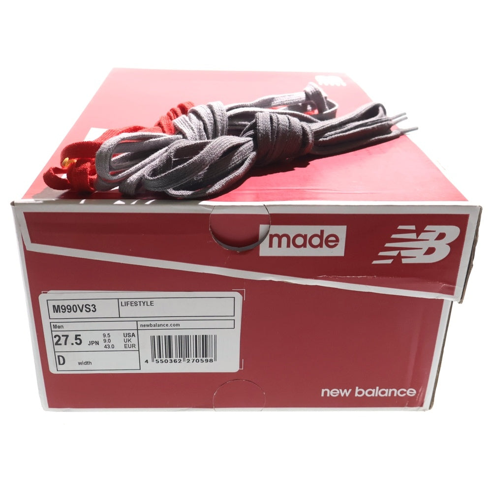 New Balance(ニューバランス) M990VS3 USA製 スウェード ローカットスニーカー グレー US9.5/27.5cm