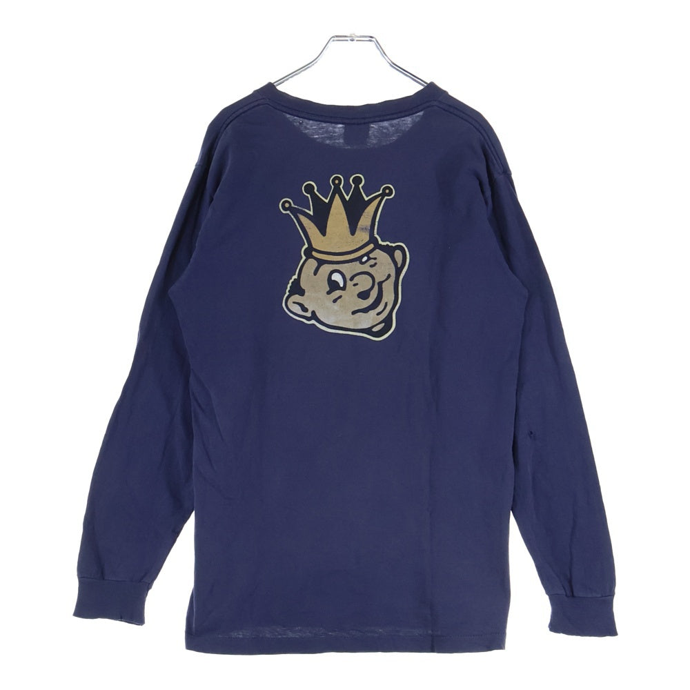 STUSSY(ステューシー) 80S VINTAGE 黒タグ クラウン 両面プリント 長袖Tシャツ カットソー ネイビー
