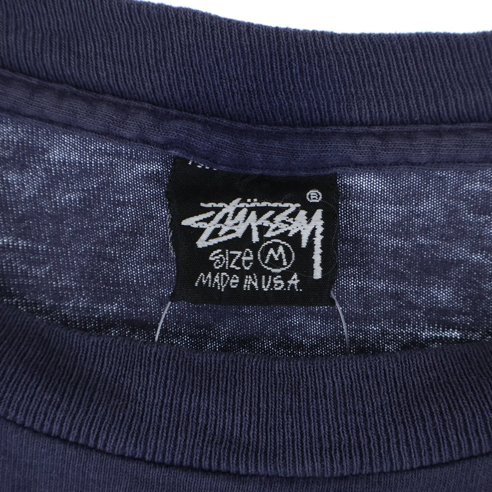 STUSSY(ステューシー) 80S VINTAGE 黒タグ クラウン 両面プリント 長袖Tシャツ カットソー ネイビー