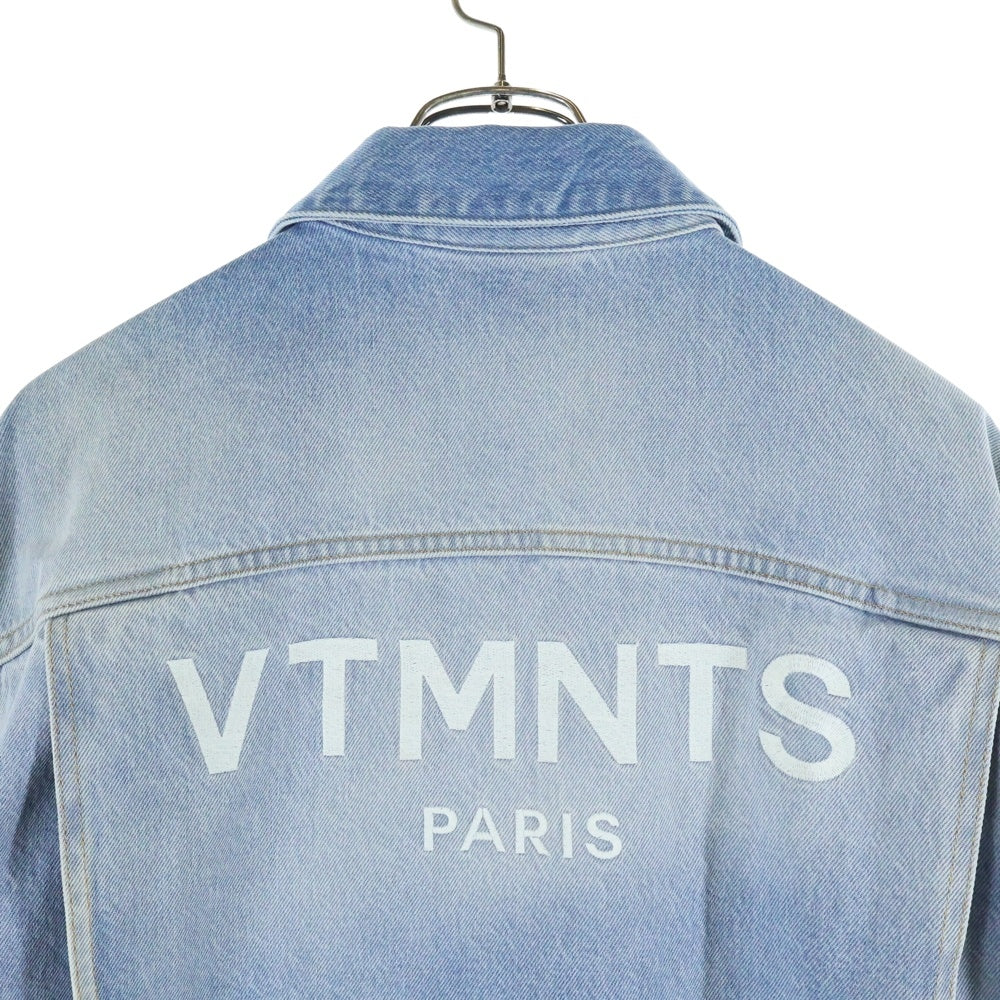 VTMNTS(ブイティーエムエヌティーエス) 23AW バックロゴ 刺繍 デニムジャケット Gジャン インディゴ VL18JA770L