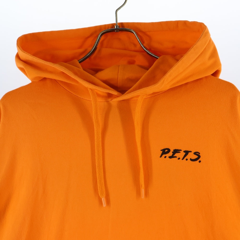 VETEMENTS(ヴェトモン) 17AW PETS フロントロゴプリント フーデッド 長袖Tシャツ カットソー オレンジ WAH18TR3