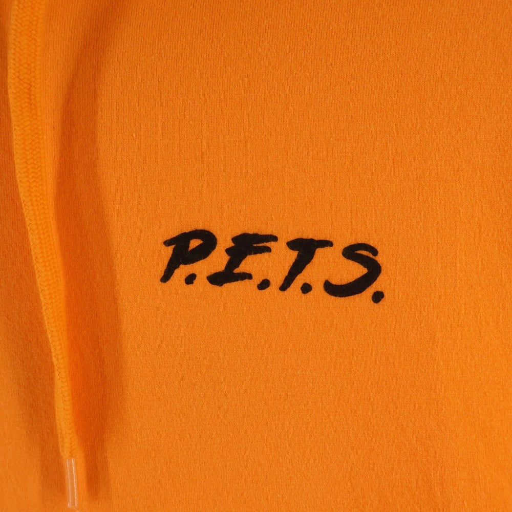 VETEMENTS(ヴェトモン) 17AW PETS フロントロゴプリント フーデッド 長袖Tシャツ カットソー オレンジ WAH18TR3