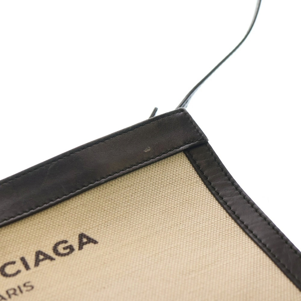 BALENCIAGA(バレンシアガ) ロゴデザイン キャンバスポシェット ショルダーバッグ アイボリー/ブラック レディース