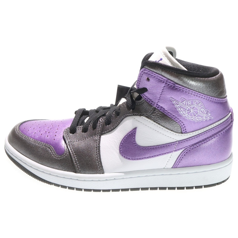NIKE(ナイキ) AIR JORDAN 1 MID METALLIC PURPLE エア ジョーダン 1 メタリック ミッドカットスニーカー パープル/ホワイト/ブラック US9/26cm HJ5911-105
