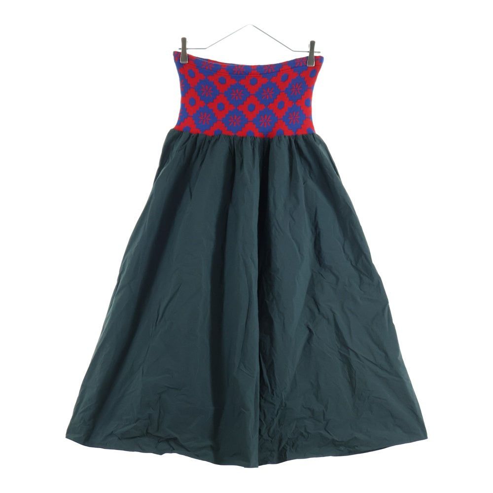 kolor(カラー) 20SS ニット切り替え ナイロンロングスカート レディース レッド/カーキ 20SCL-S04102